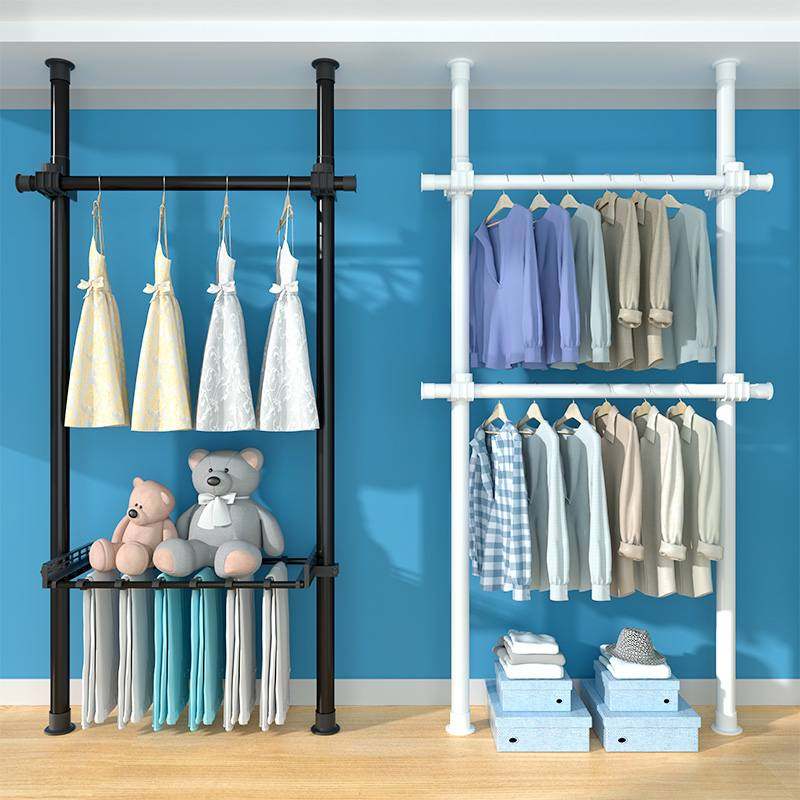 38顶天立地卧室落地衣架置衣架衣帽间金属衣柜阳台晾衣免打孔伸缩