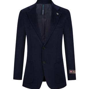 TOMBOLINI东博利尼羊毛羊绒秋冬休闲西服外套男 藏蓝色毛呢西装