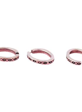 s925纯银复古花纹磨砂开口diy