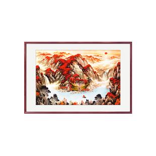 鸿运当头山水画国画玄关装饰画办公室靠山招财挂画聚宝盆风景画