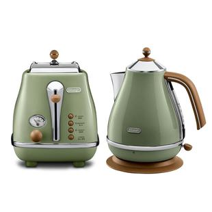 Delonghi/德龙复古系列家用电热水壶家用烧水多士炉烤面包机2件套