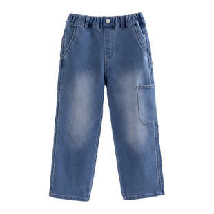 ILOVEJ韩国童装2026春季女童牛仔工装裤直筒裤宽松长裤子/JXSPT14