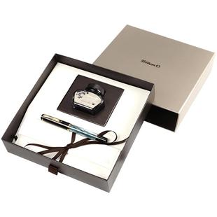 年会礼品-德国百利金Pelikan 传统M200树脂笔杆24K镀金尖活塞钢笔方形墨水礼盒新年送礼