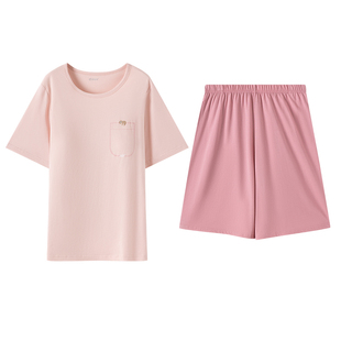 顶瓜瓜女款睡衣夏薄款带胸垫女士纯棉短袖家居服新款可外穿