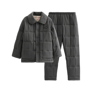 芬腾睡衣男冬季珊瑚绒三层加厚夹棉套装男款加绒保暖抗静电家居服