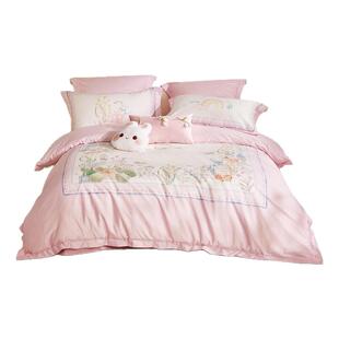 罗莱儿童A类60支全棉贡缎公主风花边三件套学生宿舍纯棉四件套