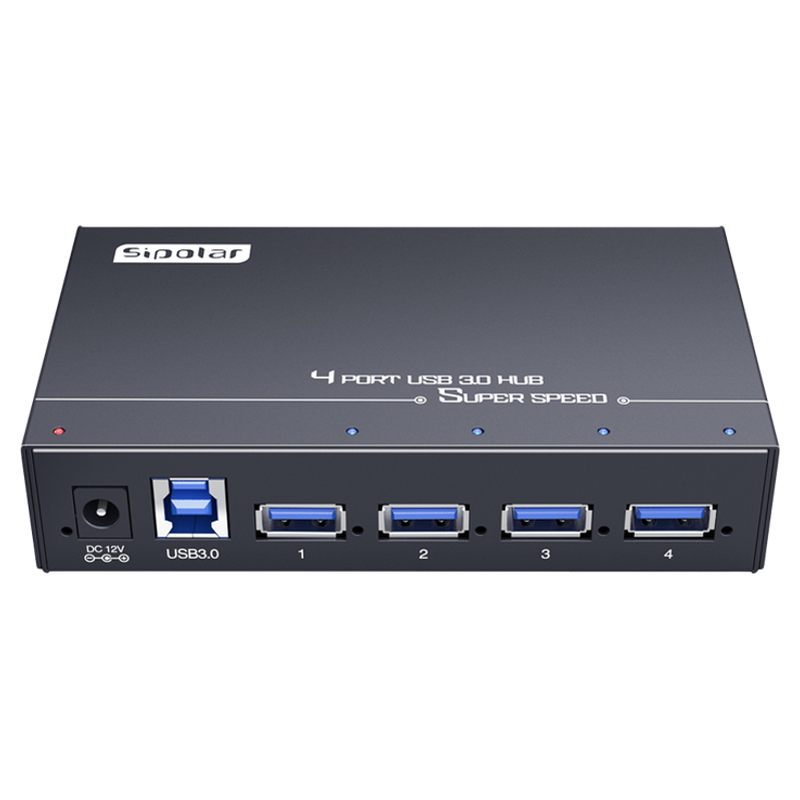 西普莱sipolar 4口USB3.0集线器A-4U30工业级扩展USB高速扩展hub分线器带24W电源供电