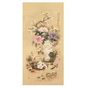 新中式装饰画岁朝清供图花鸟画挂画客厅沙发玄关画国画名人字画