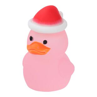 戴圣诞帽子的夜光小鸭子红橙黄绿蓝紫粉透明色迷你微缩动物模型萌