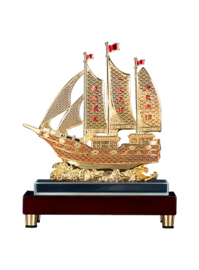 黄铜花丝《一帆风顺》帆船摆件