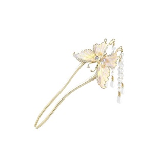 蝴蝶u型发簪女2024新款高级感流苏簪子盘发神器后脑勺盘发钗头饰