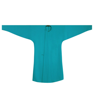 谜阿凰唐制湖蓝圆领袍男女通用宽松情侣汉服通勤日常秋季改良国风