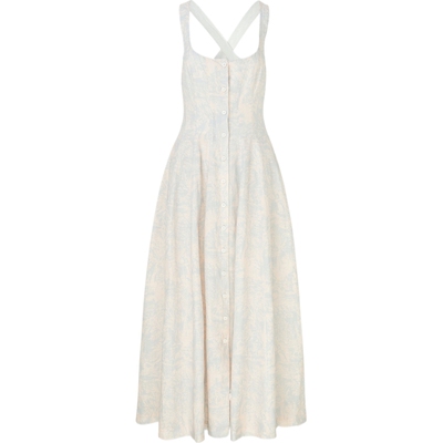 【38开门红】Philosophy 女印花亚麻棉质混纺连衣裙