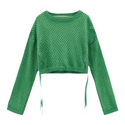 sly假两件镂空设计短款针织衫