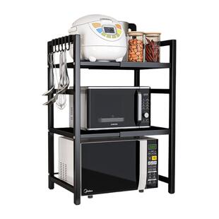 厨房微波炉置物架可伸缩家用双层烤箱架子台面桌面电饭煲收纳架子