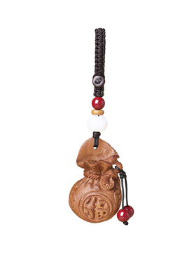 桃木福袋汽车钥匙扣挂件招财钱袋