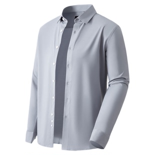 [抗皱易打理]莱克斯顿免烫纯色长袖白衬衫男春秋商务正装职业衬衣