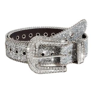 水钻皮带女ins风y2k宽腰带欧美时尚个性亮片装饰牛仔裤裤带