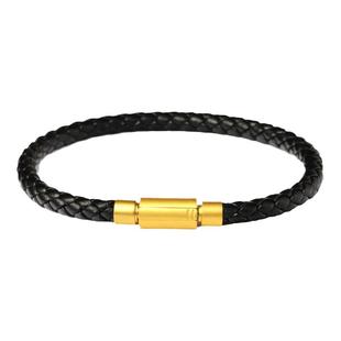 金色扣真皮手链穿3D硬金饕餮转运珠黑色牛皮手绳男女替换绳2345毫