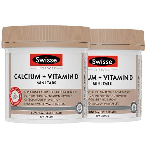 【自营】Swisse斯维诗维生素D迷你钙成人钙柠檬酸钙300片/瓶*2