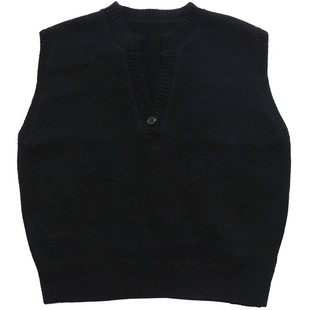 鹿与飞鸟“温暖随身”蓬松混纺纱V领无袖叠穿三色针织衫背心7096