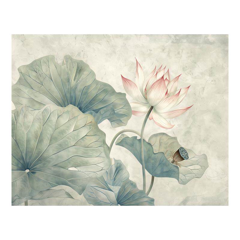 壁画定制3d立体中式意境荷花电视背景墙壁纸客厅壁布装饰墙布墙纸