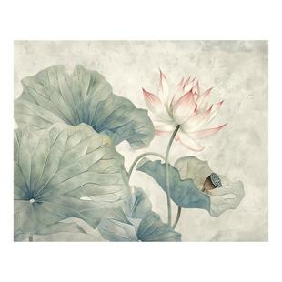 壁画定制3d立体中式意境荷花电视背景墙壁纸客厅壁布装饰墙布墙纸