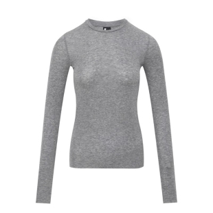 oneup美利奴羊毛白色打底衫女秋冬季内搭长袖t恤灰色健身瑜伽上衣