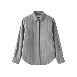 【自营】Marc O'Polo2024冬季新款轻奢时尚条纹磨毛长袖衬衫女