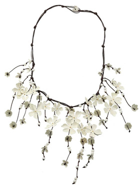 欧美轻奢花朵长款瀑布流苏项链