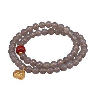 惜福宝印 足金999小克重纯黄金手串手链玛瑙串珠新年礼物女送妈妈