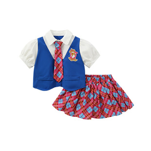 sesameclub女童套装德兰西cos衣服学院风儿童女孩多巴胺jk裙子夏