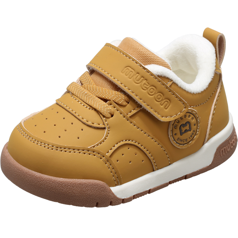 牧童童鞋儿童棉鞋2025冬季新款男宝宝软底黄色面包鞋加绒女二棉鞋