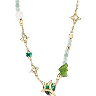 DAISY BEAUTY四芒星拼接爱心锁骨链S925银小清新气质项链