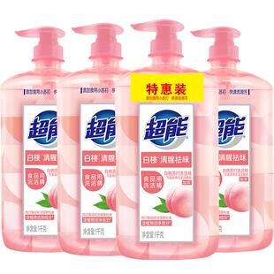超能白桃苏打家用食品用a类洗洁精1kg*4瓶