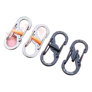 S形登山扣快挂钥匙扣不锈钢8字扣户外带锁挂钩背包拉锁安全扣金属