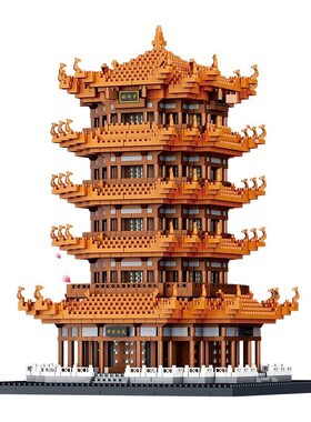 黄鹤楼古风建筑积木高难度巨大型10000粒8岁以上益智男孩拼装玩具