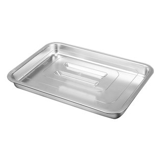 加厚不锈钢平底方盘带盖透明盖长方形蒸饭托盘加深方盆大号方盒子