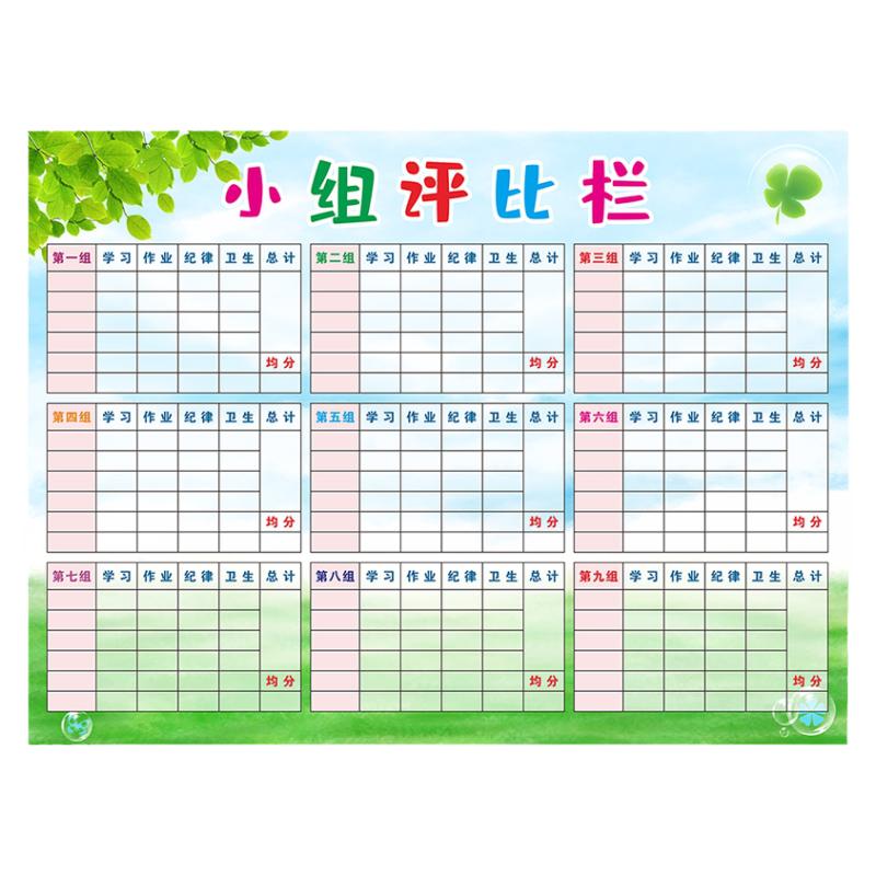 班级小组评比栏墙贴文化布置红花台光荣榜表扬栏你追我赶卡通分表