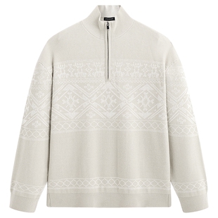 【商场同款】太平鸟男装 费尔岛半高领拉链针织毛衫男潮B2EBF4510