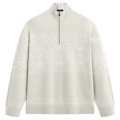 【商场同款】太平鸟男装 费尔岛半高领拉链针织毛衫男潮B2EBF4510