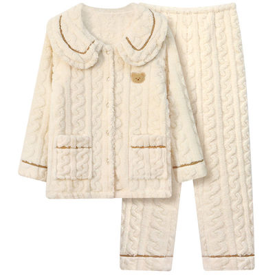 冬季加厚法兰绒女士睡衣时尚洋气珊瑚绒牛奶绒可外穿遛弯家居服