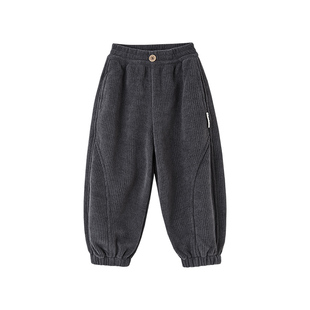 皇室童缘男童奥利绒束脚裤秋冬2025新款儿童加厚裤子中大童长裤