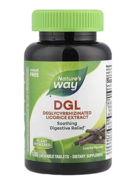 Nature'sWay脱甘草酸甘草提取物DGL咀嚼片舒缓胃部修复黏膜