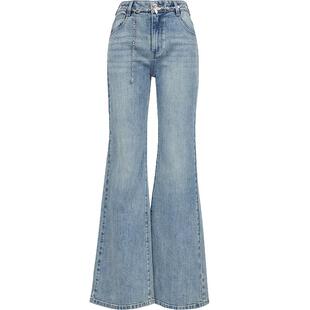 Vero Moda牛仔裤女2026春季新款蝴蝶金属腰链宽松微喇裤326132058