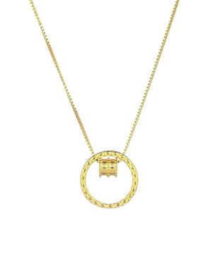 18K金新款小蛮腰车花圆圈项链