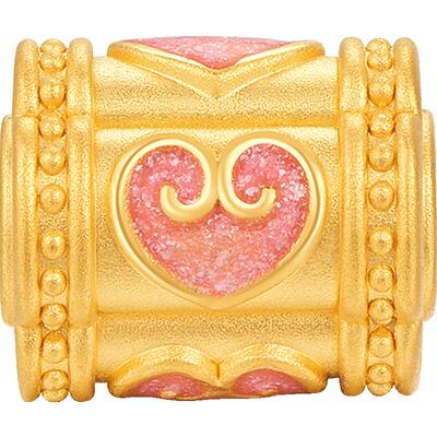 明牌珠宝硬金爱心路路通 黄金心形串珠足金转运珠手串AFP0675