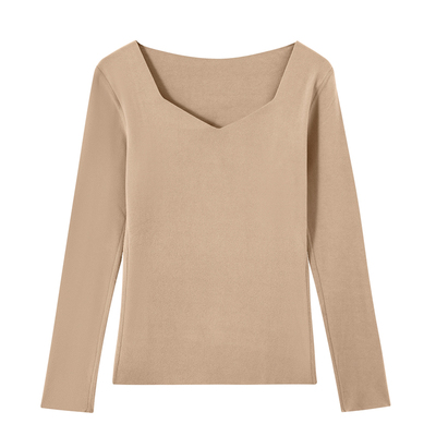 宁馨曼保暖磨绒V领简约女上衣
