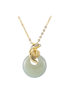 天然和田玉福运锦鲤项链女