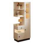 ENF级奶油风床头柜卧室储物柜床边柜简约现代白色收纳柜带指纹锁